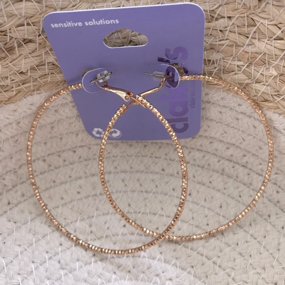 2/$15 Claire's Sensitive Solutions Gold Hoop Earrings